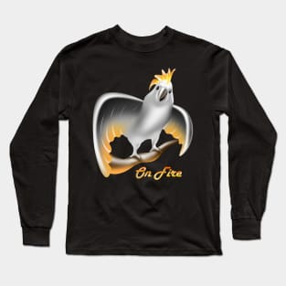 screaming cockatoo crested on fire nest Long Sleeve T-Shirt